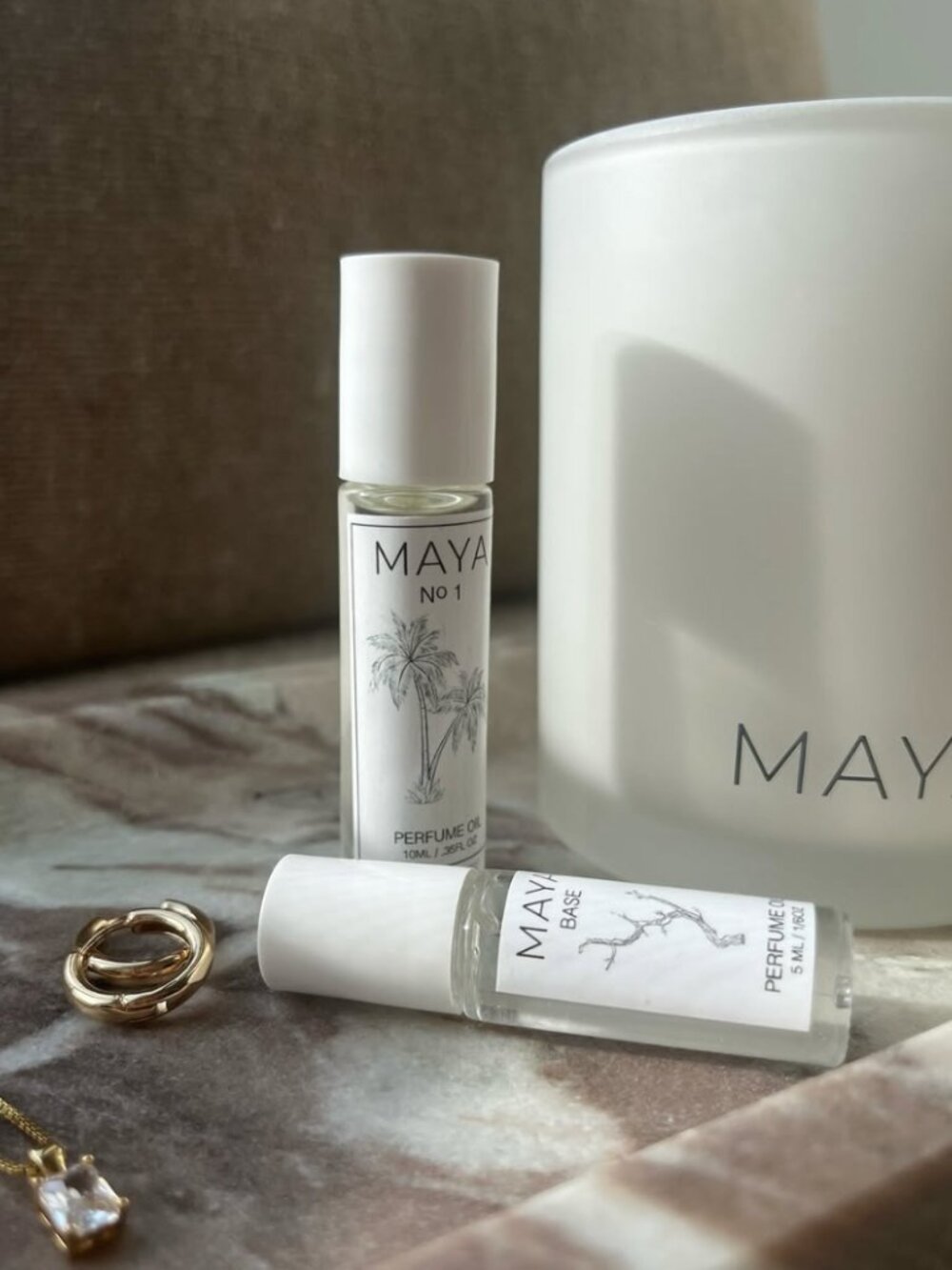 Maya BASE Scented Candle and 10ml Rollerball Frangrance Set - NIB/NWOB